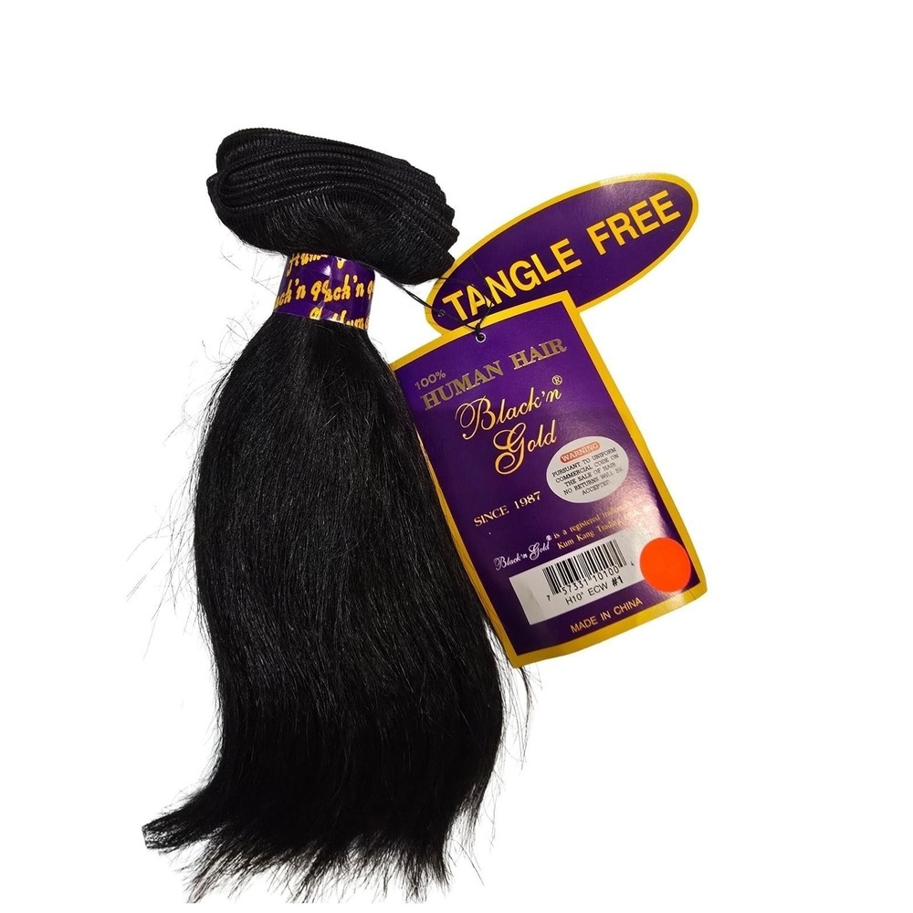 100% Human Hair Weave Bundle‎ 10" Color #1 Black 'n Gold 3 PACKS ECW #1